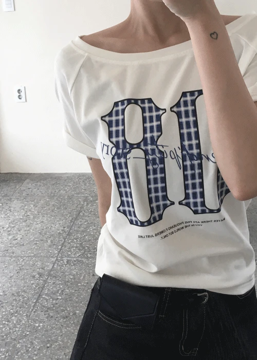 러프 스판 보트넥 반팔 티셔츠