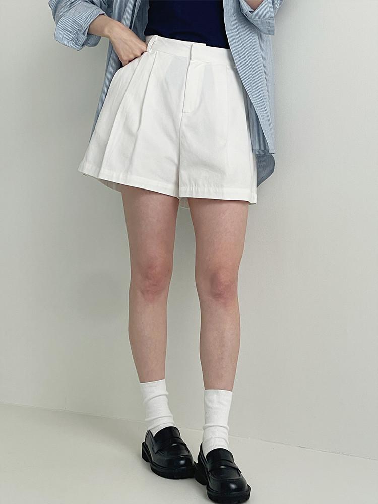 알렉스 큐롯 핀턱 코튼 반바지 / Wruf a라인 면반바지 여름바지 쇼츠