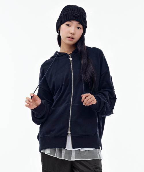 STAR PATCH HOOD ZIP-UP [NAVY]
