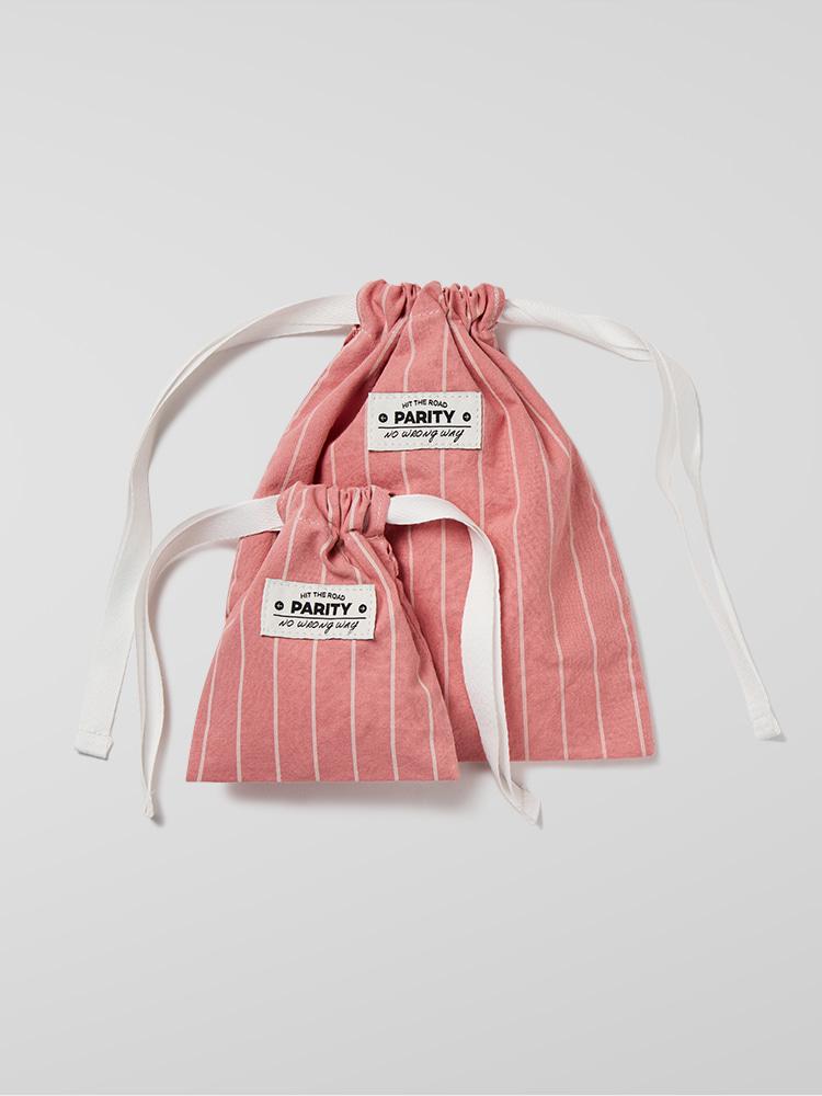 stripe pouch (2 size / rose pink)