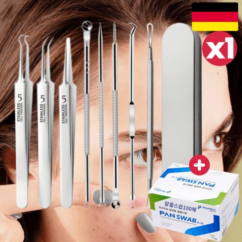 굿픽 피지 제거기 여드름 압출기 피지핀셋 블랙헤드 제거 8종 세트(알콜스왑100매 포함) - 이미용가전 | 쿠팡