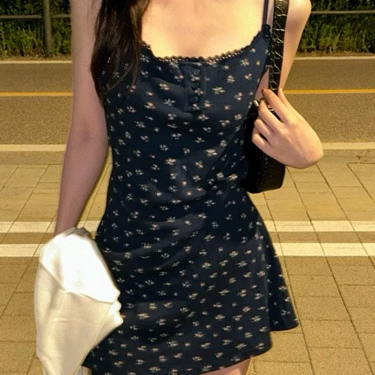 [여름원피스/러블리] 레이스 펀칭 플라워 잔꽃 나시 원피스