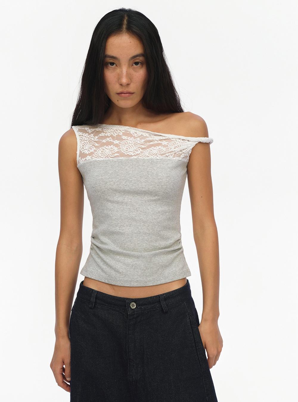 Lace Trace One-Shoulder Top