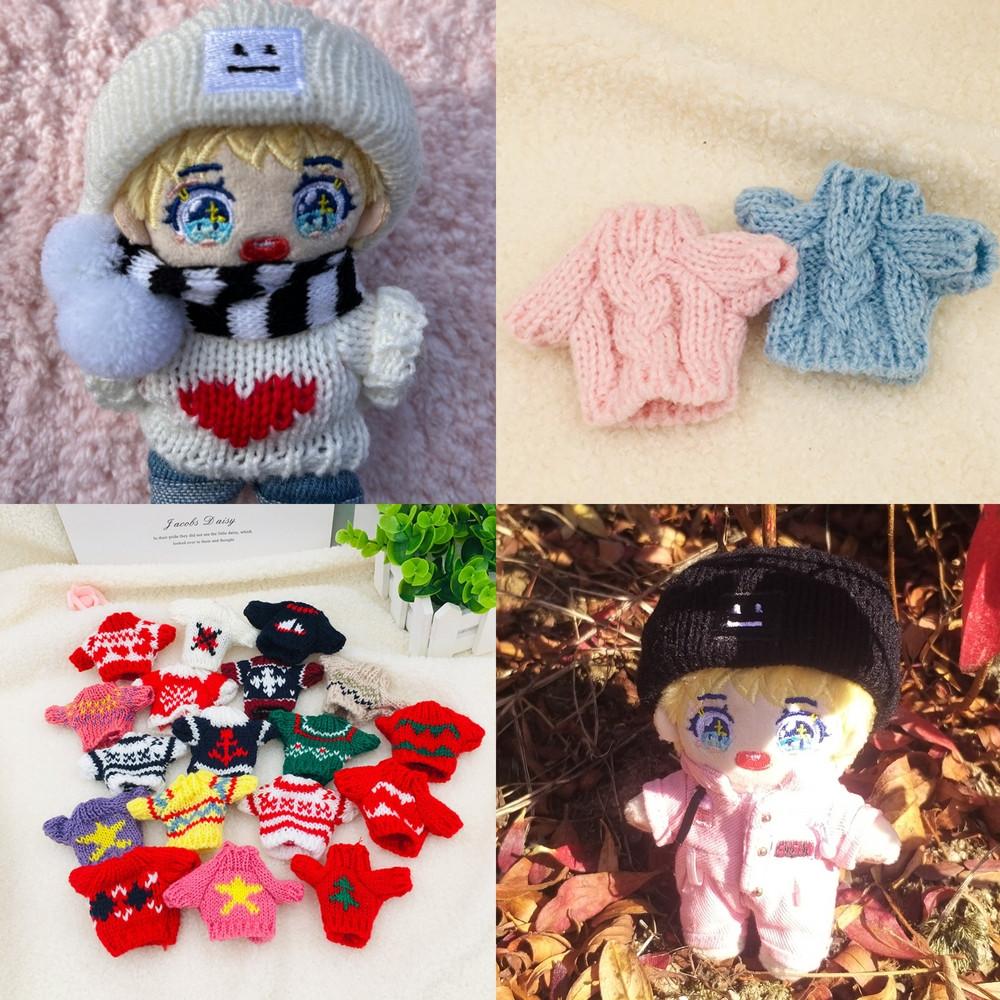 10cm 인형옷 아이돌 인형 옷 니트 비니 목도리 바지 스웨터 뜨개