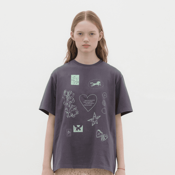 Drawing Diary Oversized T-shirt - Charcoal
