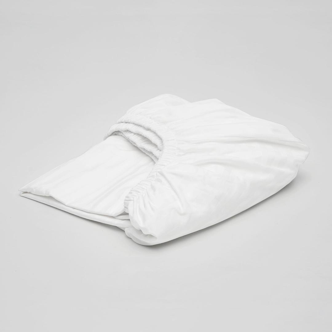 [보들보들] 사틴 60수 스트라이프 매트리스커버 화이트 (S/Q)