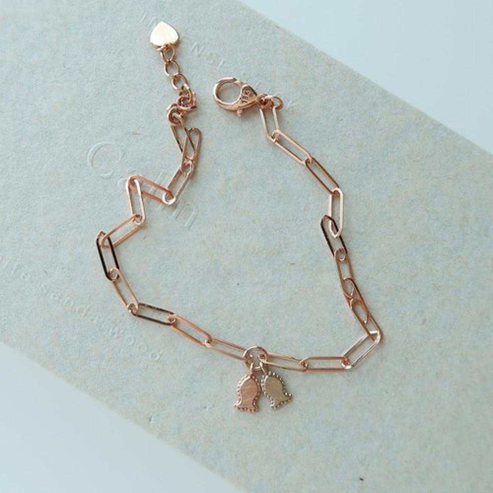 14k 18k 리얼 화이트 물고기 클립 체인 팔찌 레이어드 콤비 금팔찌