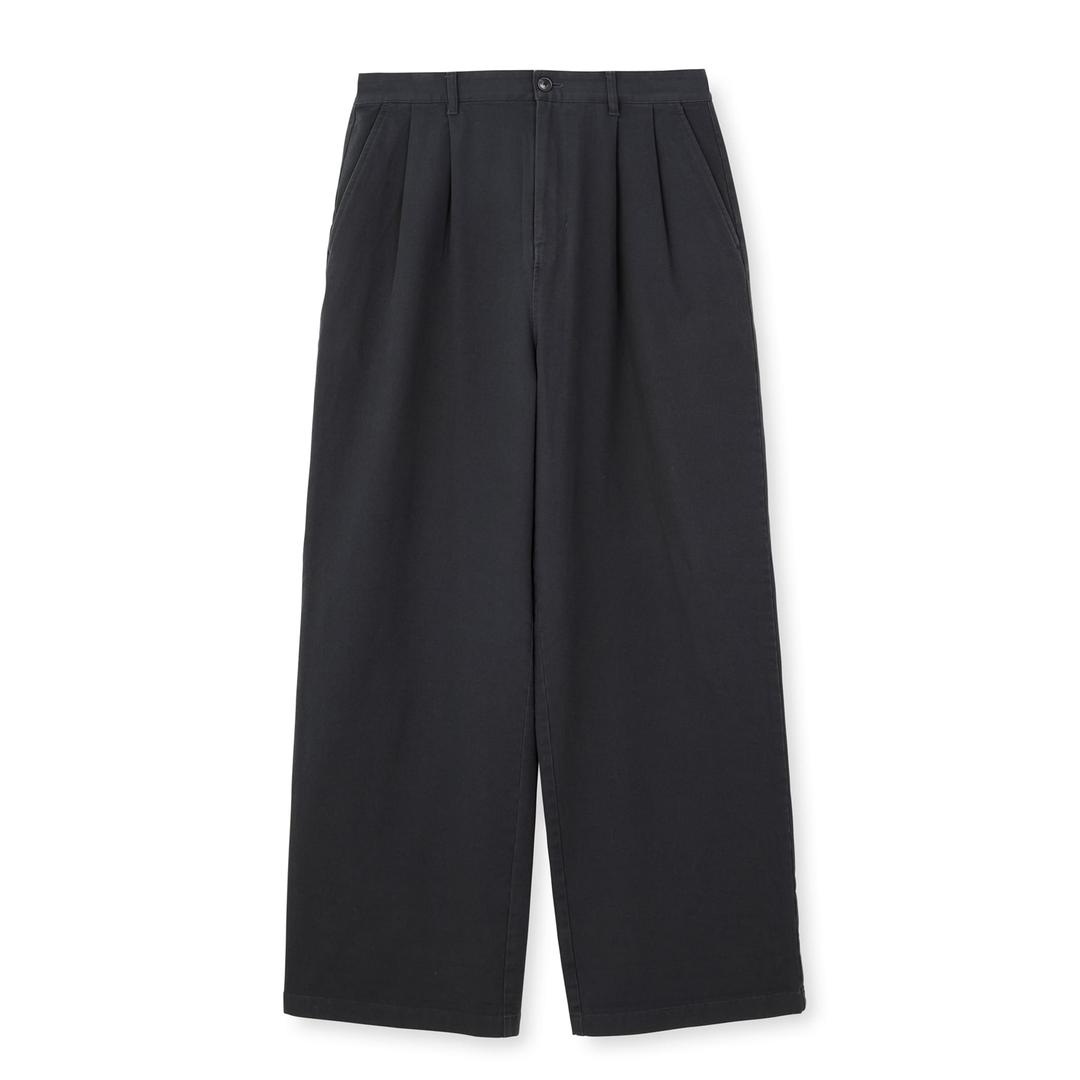 MEN'S STRETCH TWILL 2TUCK WIDE PANTS - CHARCOAL / 42