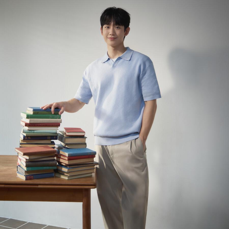 정해인 린넨라이크카라반팔니트