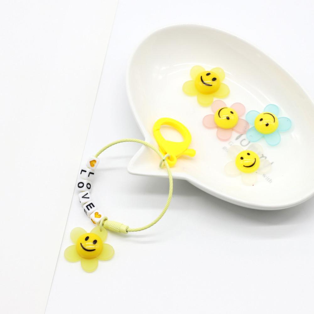 둥근꽃 스마일 펜던트 참 키링 팔찌만들기 꾸미기 비즈 공예 재료 악세사리부자재