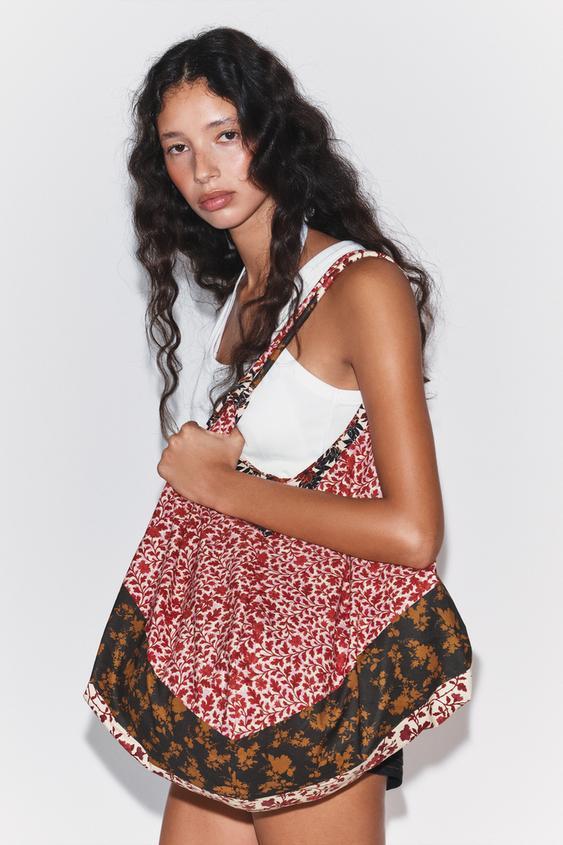 플라워 프린트 100% 코튼 맥시 백