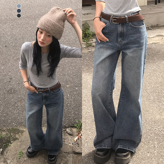 [기획가/S~XXL/기장선택] 워싱인밴딩와이드부츠컷팬츠 (3color)