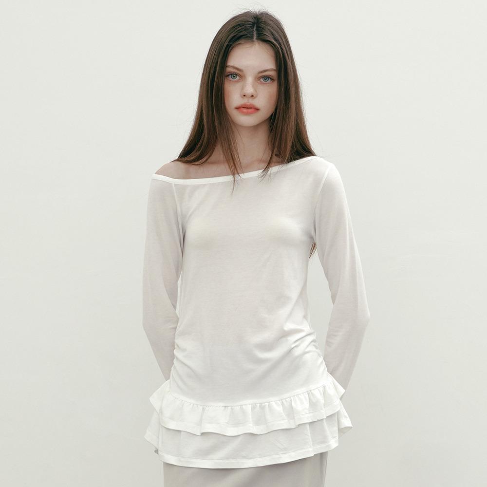 [LIVE특가]ONE SHOULDER FRILL T (WHITE)
