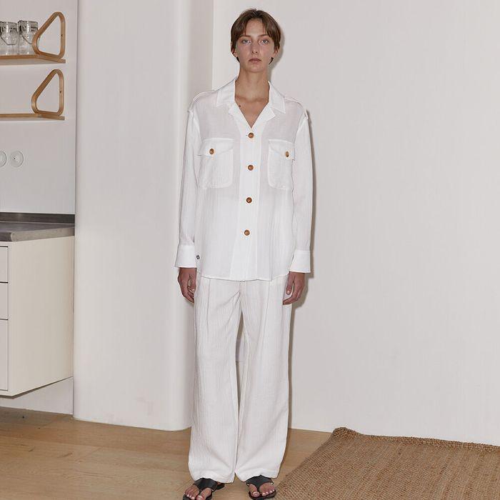 FRONT BANDING STRAIGT PANTS - WHITE