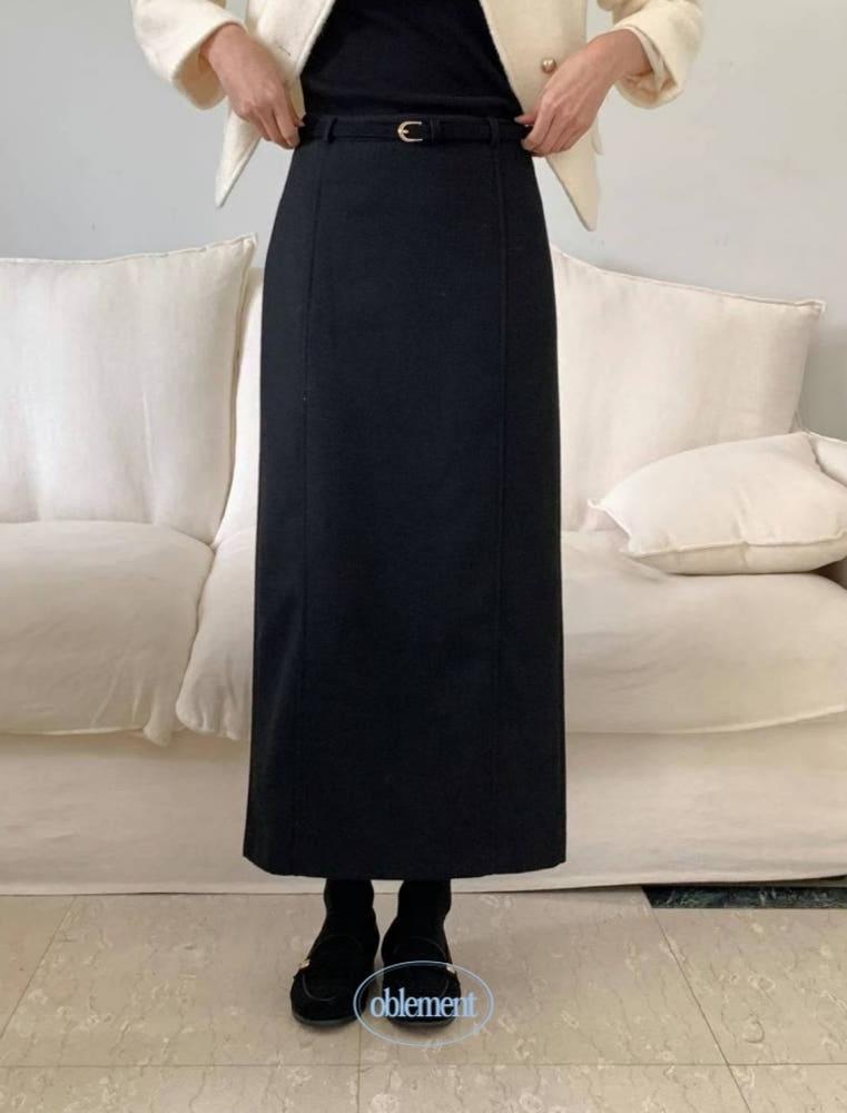 [국내제조]현정세트 로우 울 롱스커트 H라인롱스커트 겨울치마 유퀴즈고현정의상