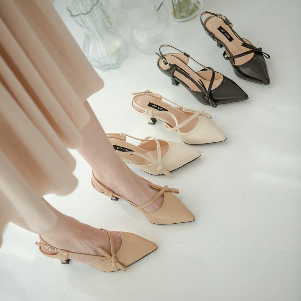 슈아떼 [오늘출발] 셰린 리본 스틸레토 슬링백 힐 7cm 하객룩추천