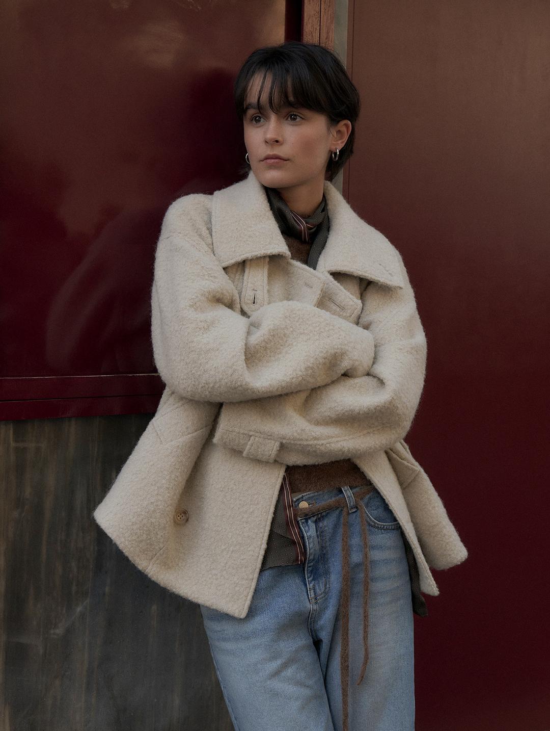 10/27예약배송_Alpaca Wool High-neck belted half coat_oatmeal