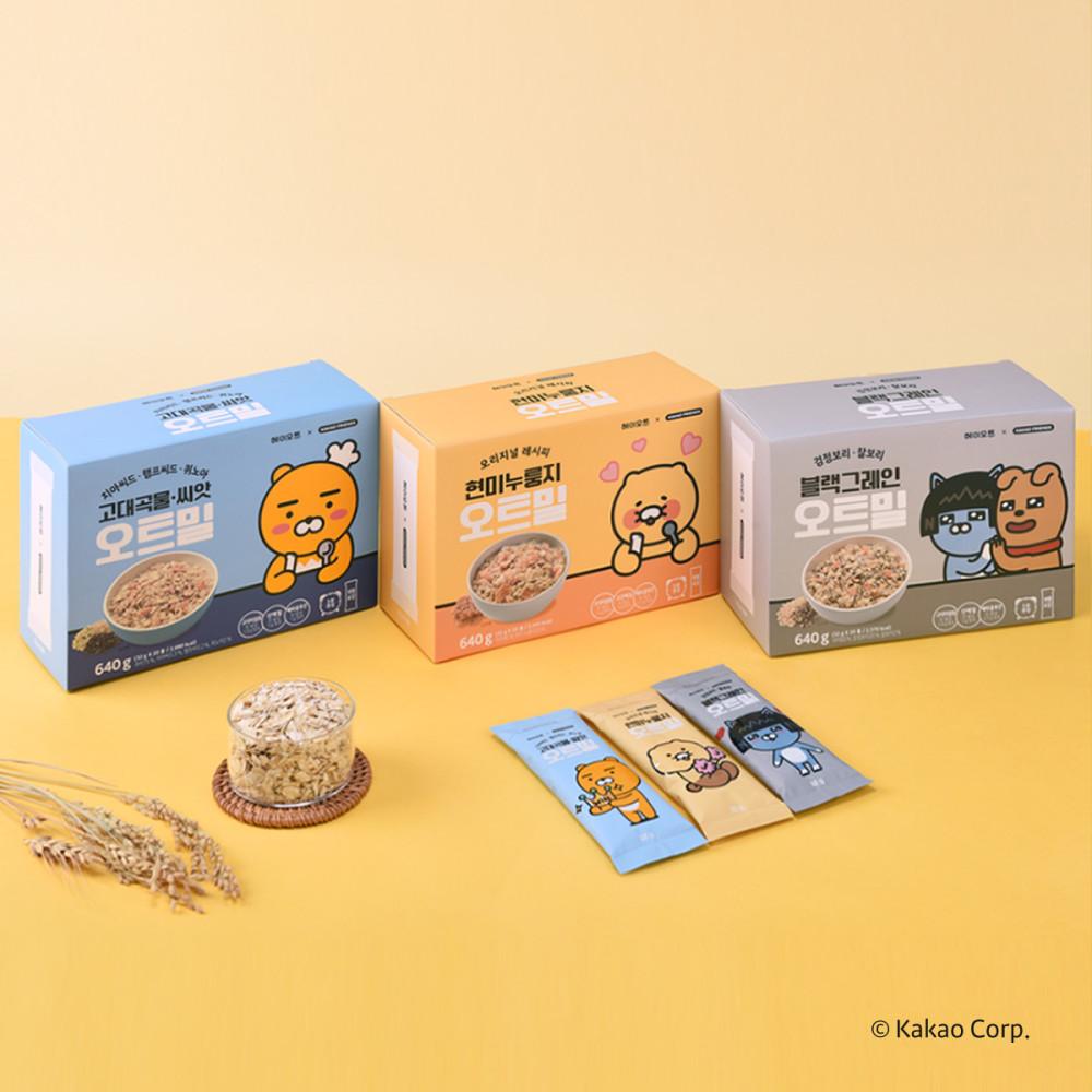 헤이오트X카카오프렌즈 오트밀 3종 640g (32gx20봉) [원산지:원산지 표기 의무대상 아님]