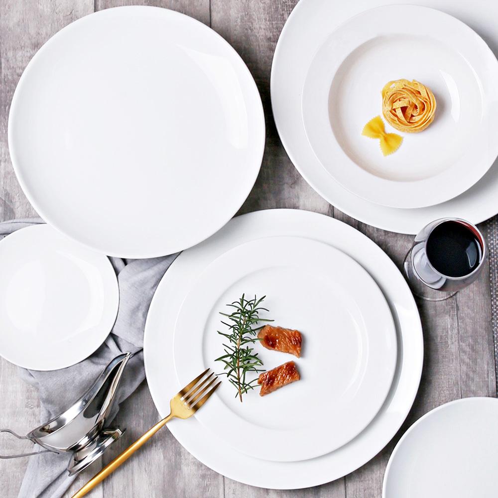 카페 화이트 스테이크 브런치 케이크 파스타 디저트 양식 디너 원형 접시 그릇