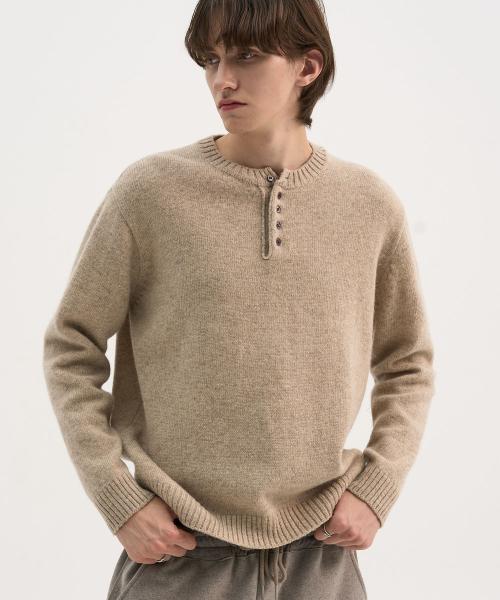 [울100%]퓨어 라이트 헨리넥 니트_베이지