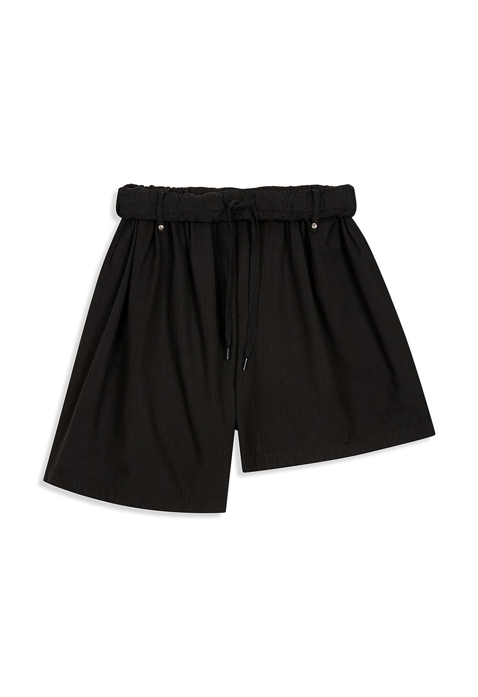 ROLLED WAIST SKORT, BLACK
