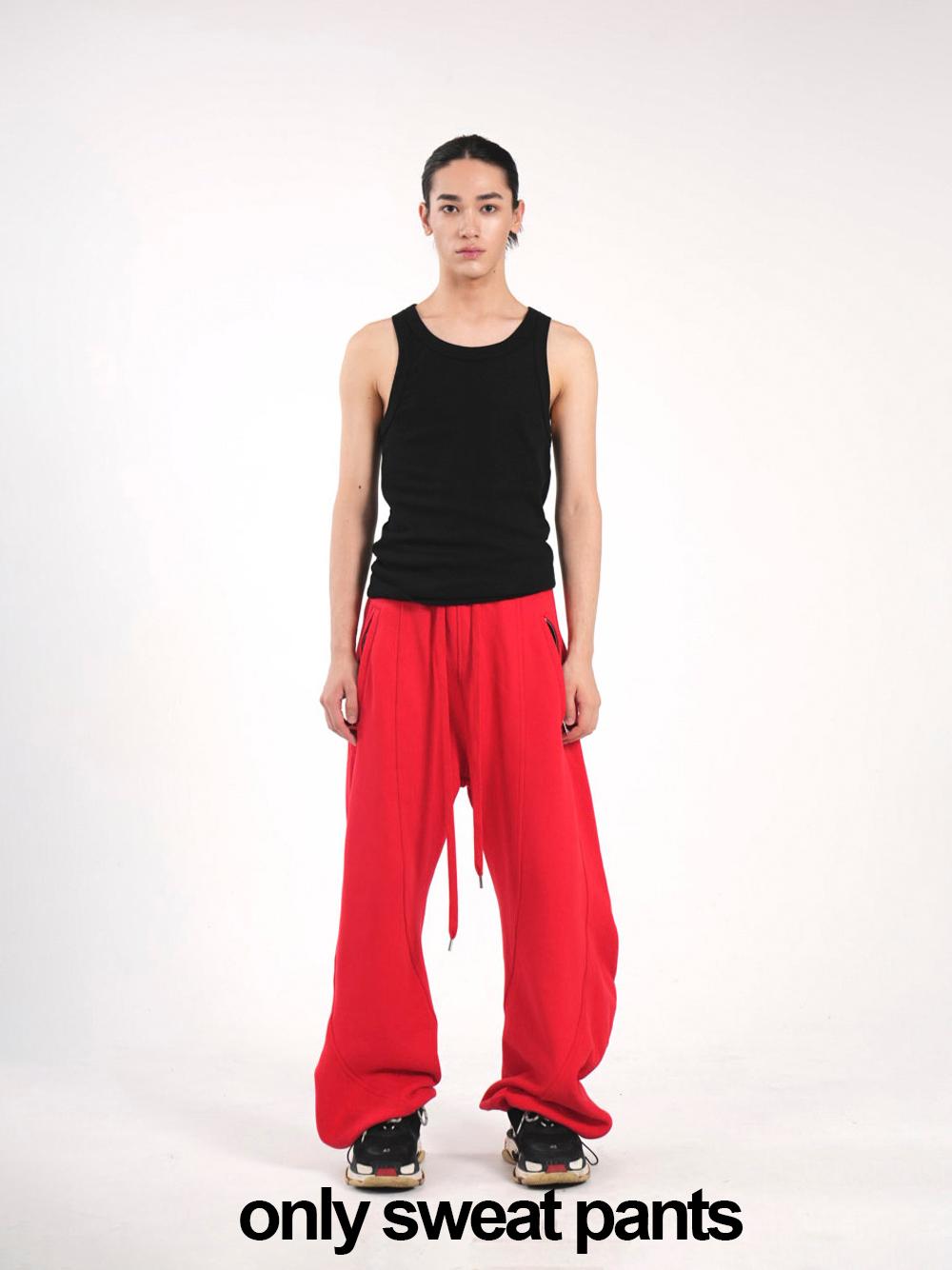 balloon wide sweat pants red 벌룬 와이드 스웻 팬츠 레드