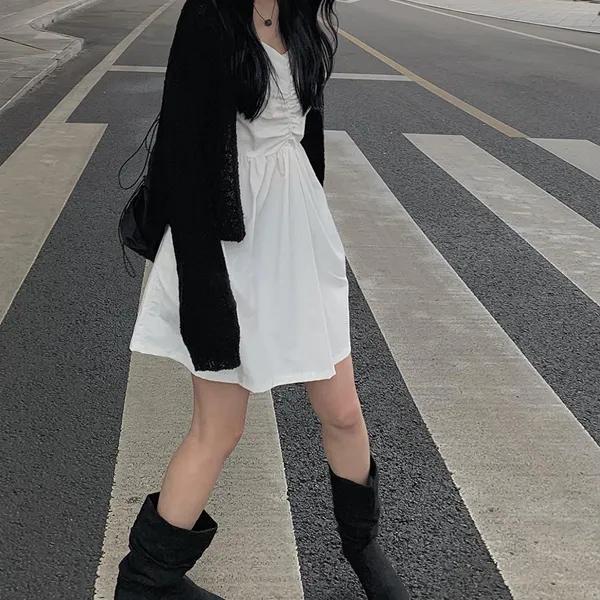 리븐 셔링 뷔스티에 나일론 원피스 (2color)