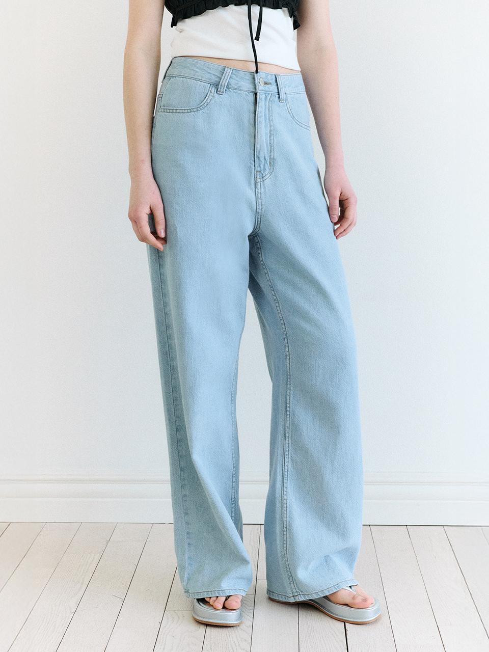 SUMMER WIDE DENIM PANTS LIGHT BLUE