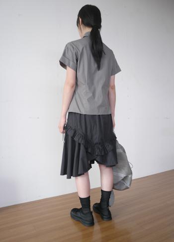 unbalance midi frill skirt (2c)
