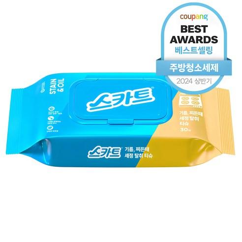 스카트 기름때전용 세정티슈 30매, 1개 - 밀대용패드/청소포 | 쿠팡
