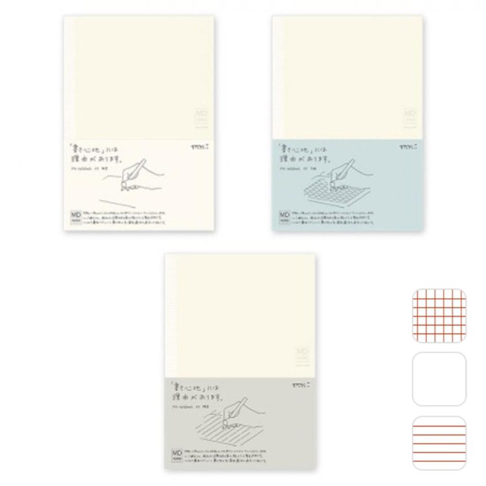 미도리 MD 노트 유선 무지 방안 S M L A4 변형판