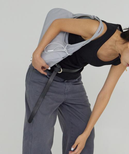 NYLON TWO HANDLE BAGUATTE BAG LIGHT GRAY