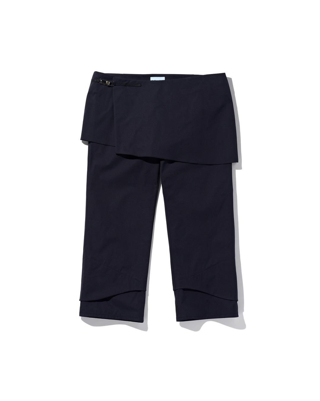 LAYERED SKIRT CAPRI PANTS_BLACK