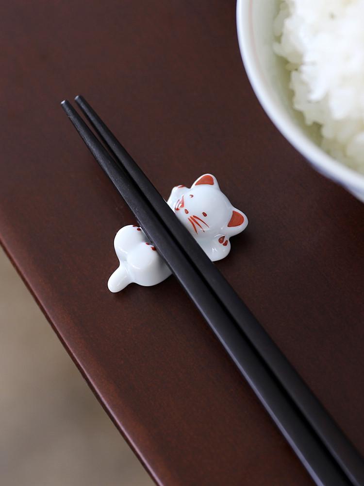 오반자이 일본 누운 고양이 레드 수저받침 젓가락받침 하시오