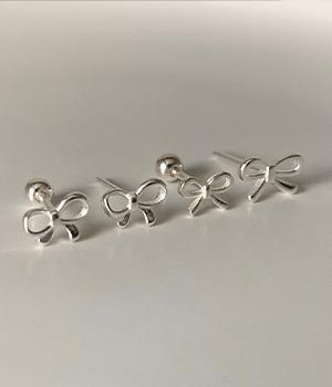 듀엘브 925실버 미니 쁘띠 리본 심플 데일리 귀걸이 피어싱 6mm