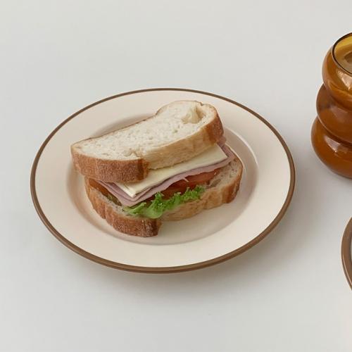 멜라민 데일리 브라운 림 원형접시