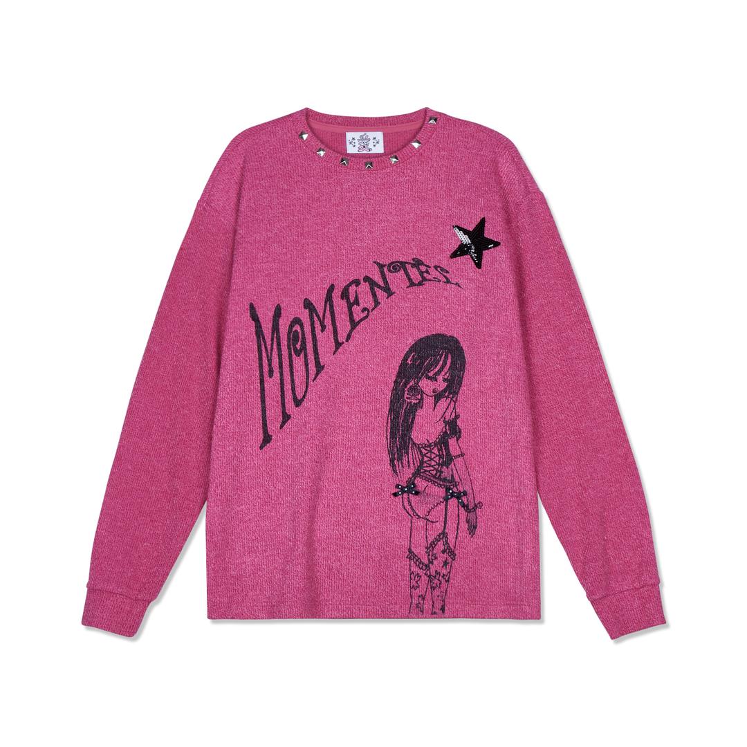 Studded MOMENTEL  Girl Knit Hot pink