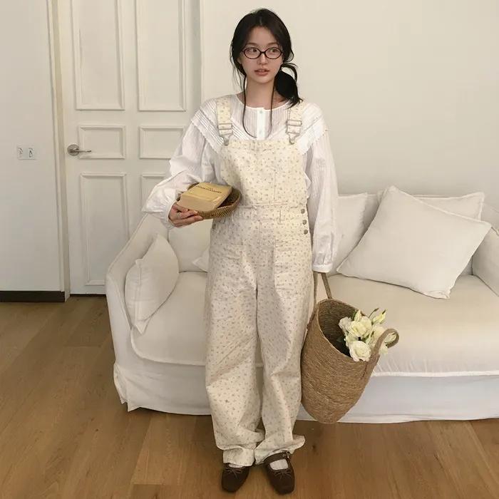 FLOWER POCKET OVERALL_IVORY