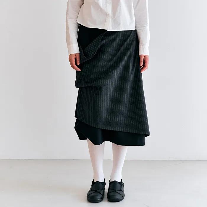 LAYERED DRAPE SKIRT (STRIPE)