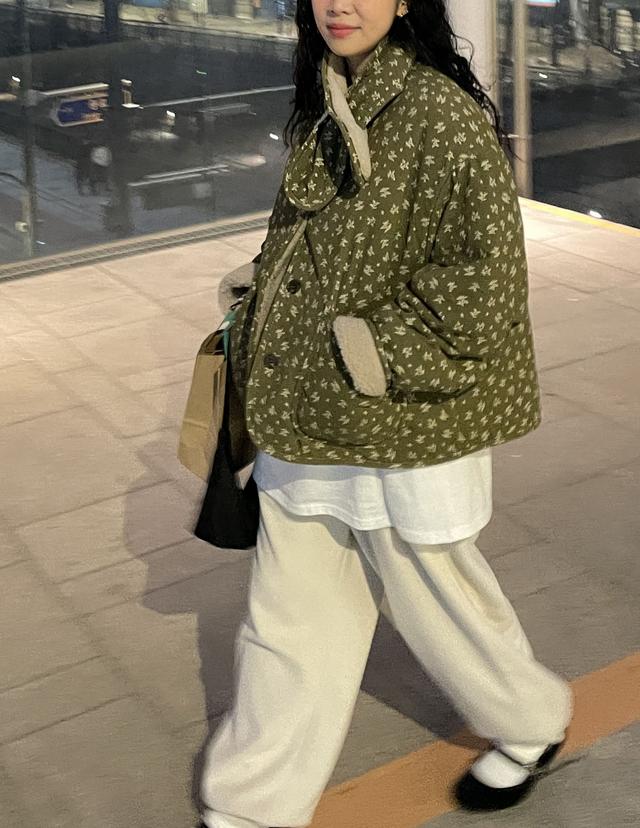 flower dumble button corduroy jacket