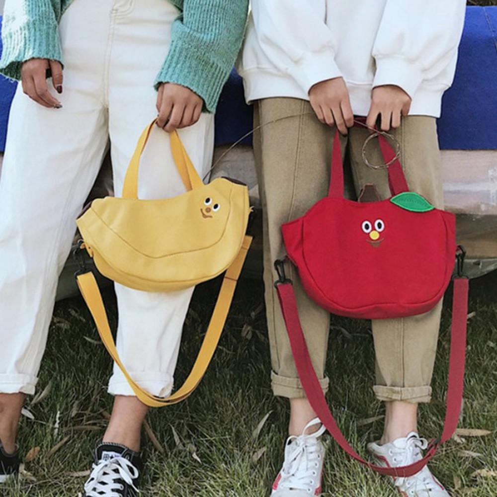 핵 인싸템 바나나 사과 과일 가방 특이한 크로스 숄더 백 귀여운 학생가방