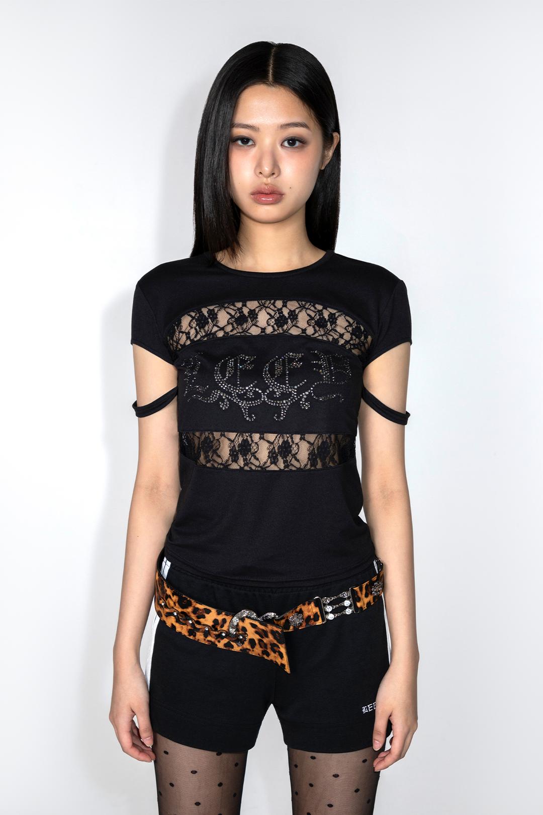 CUBIC POINT LACE TOP BLACK