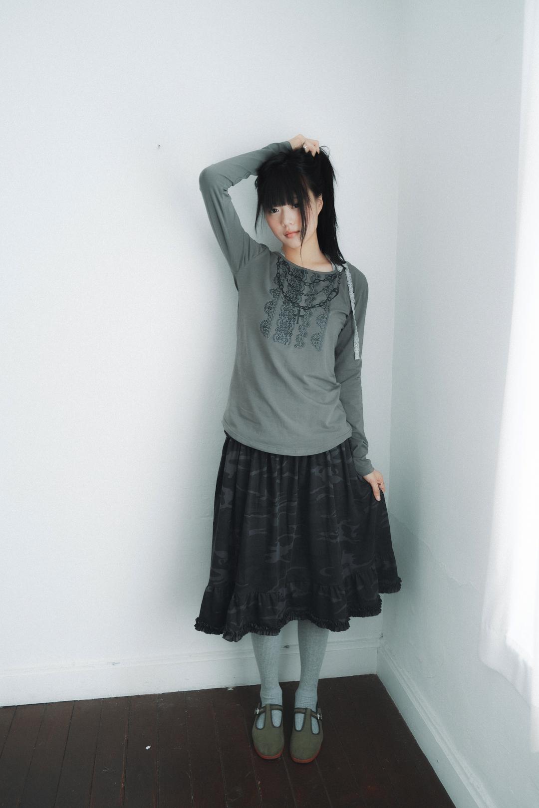 [2차 리오더] Frill smoke skirt, charcoal (10/20 예약발송)