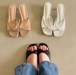 매쉬 망사 쿠셔닝 리본 뮬 샌들 3cm