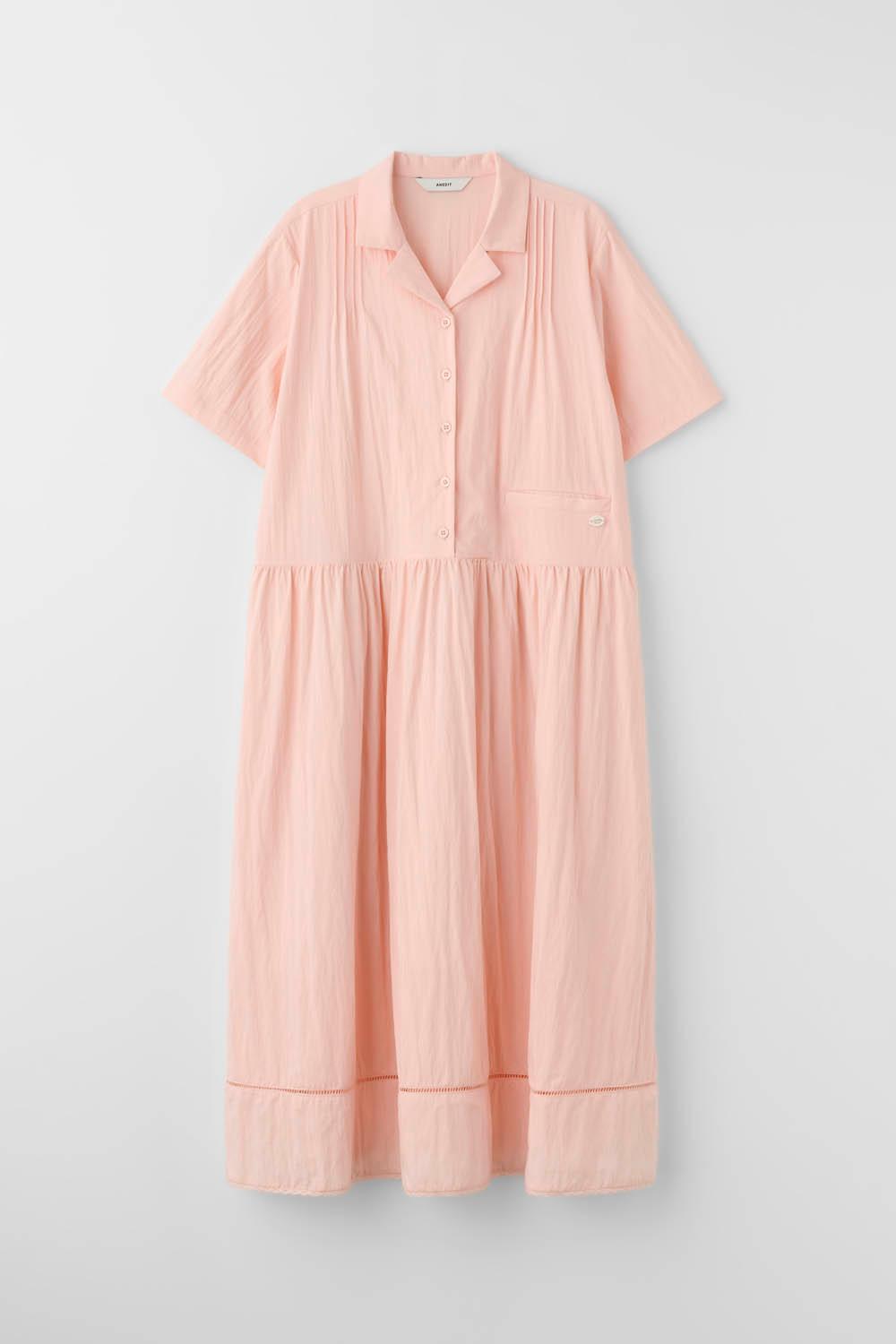 [6/25예약배송]G Open Collar Flare Dress_Peony