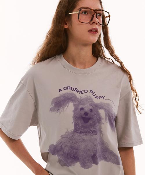 크러쉬드 퍼피 오버핏 티(베이지)