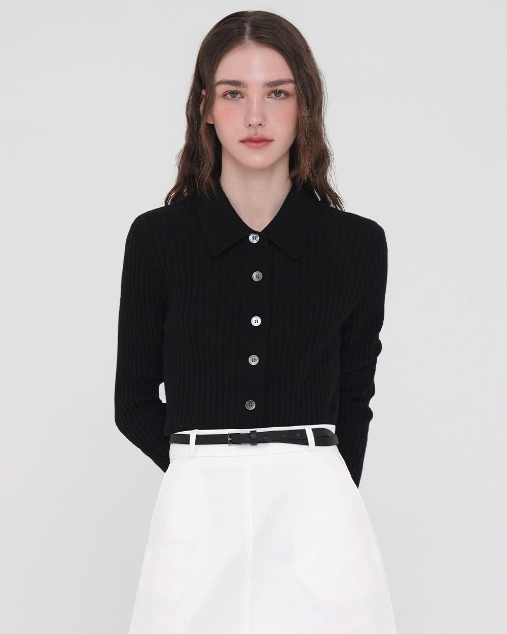 울 니트 카라 - 블랙