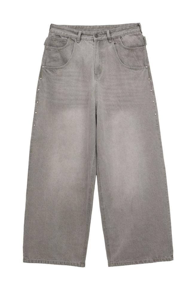 [12월 24일 예약 발송] [KOIN SEOUL X MIMTHE] 스톤 벨티드 와이드 데님팬츠_라이트 그레이