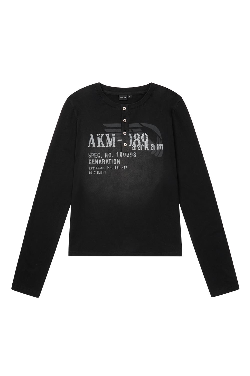 [12.29 예약 배송] Button Lettering Long Sleeve (Black)
