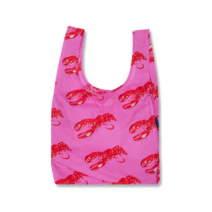 [바쿠백] 휴대용 장바구니 접이식 시장가방 Pink Lobster
